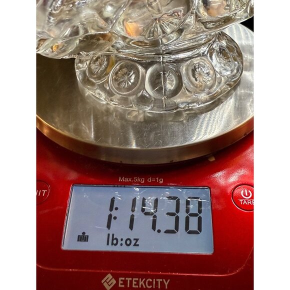 Vintage L.E. Smith Clear Moon & Stars Glass Banana Boat Basket With Handle - Picture 8 of 9